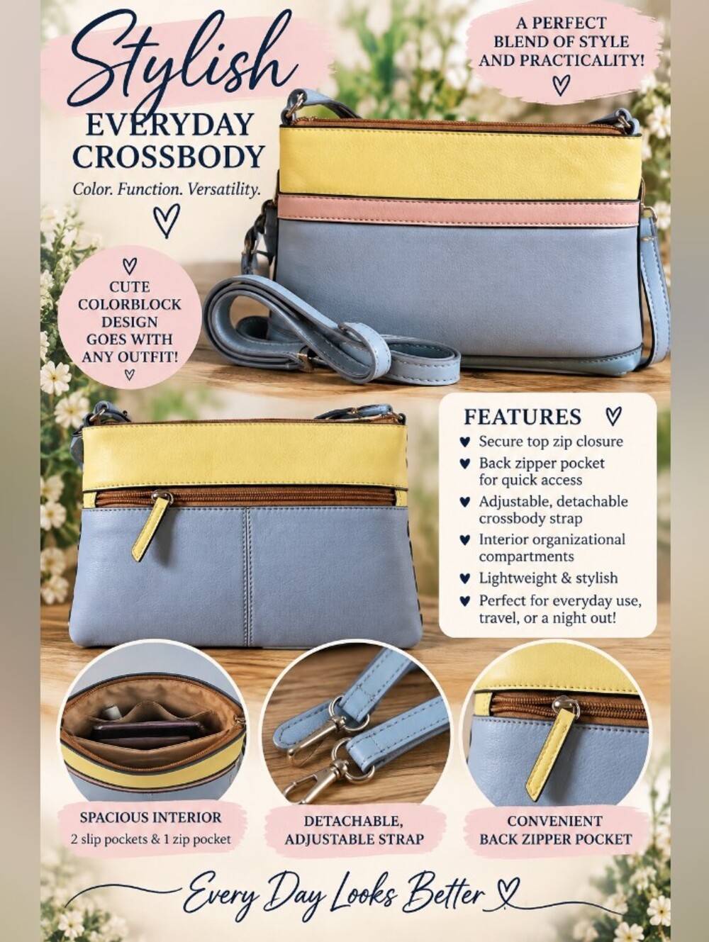 ili New York Leather Double  Zip Crossbody. NWT